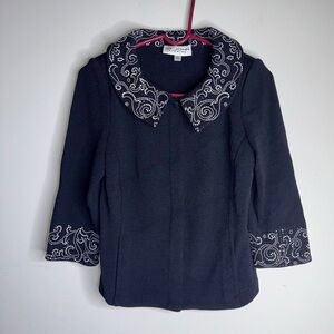 St John Evening Zip Cardigan With Bead Embellishments on the collar